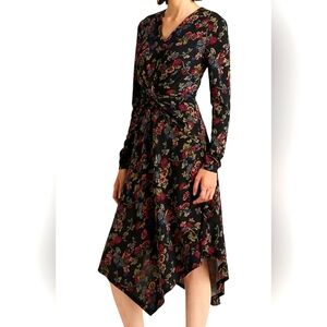RALPH LAUREN Floral Surplice Jersey Dress